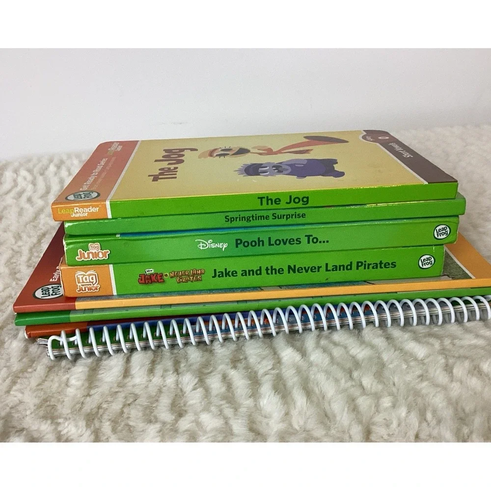 Lot of 8 Leap Frog Tag Junior Reader Books Leap Pad + Math Circus DVD - NO PEN
